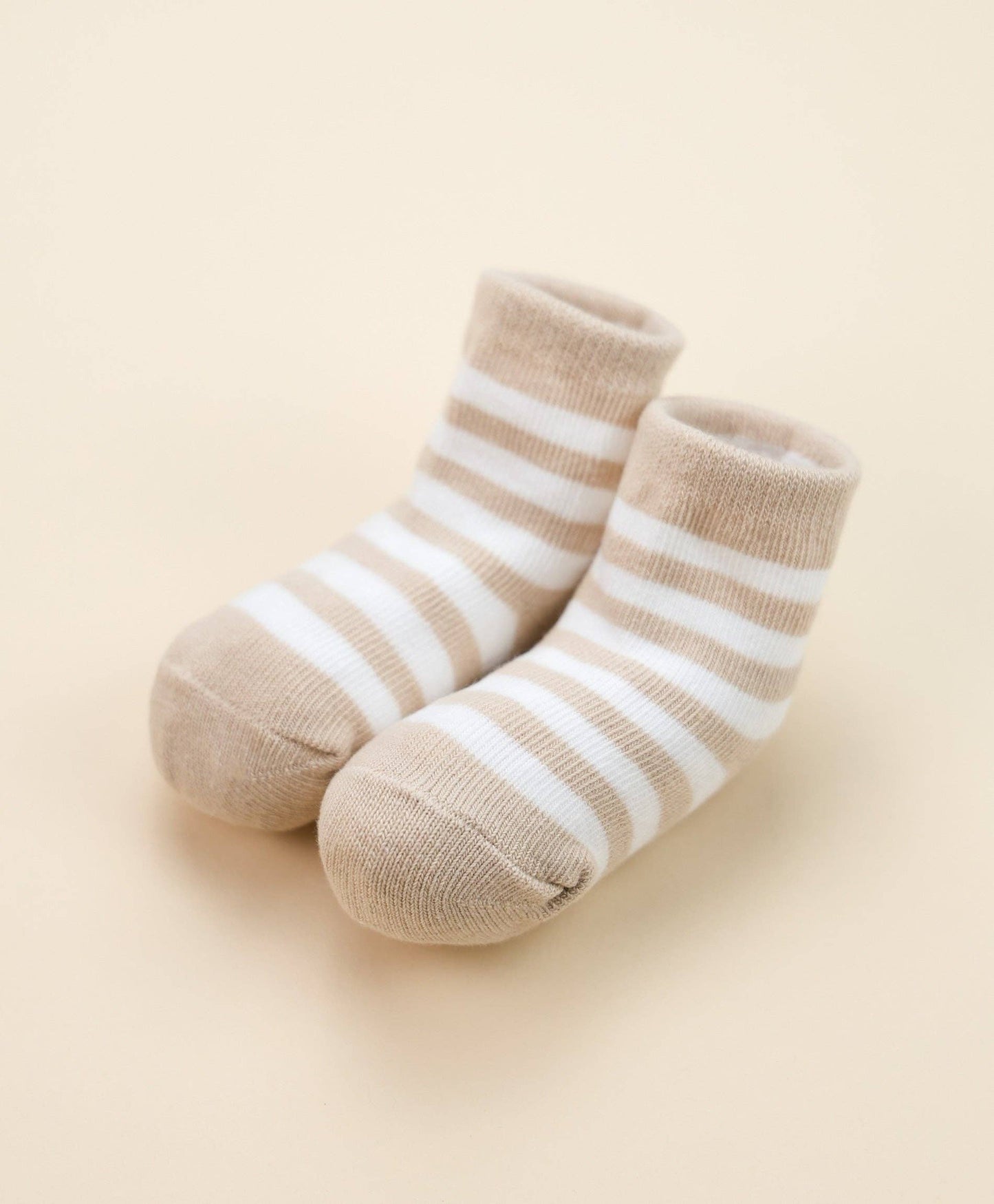 Organic Cotton Baby Socks - Oat Stripes: 0-9months