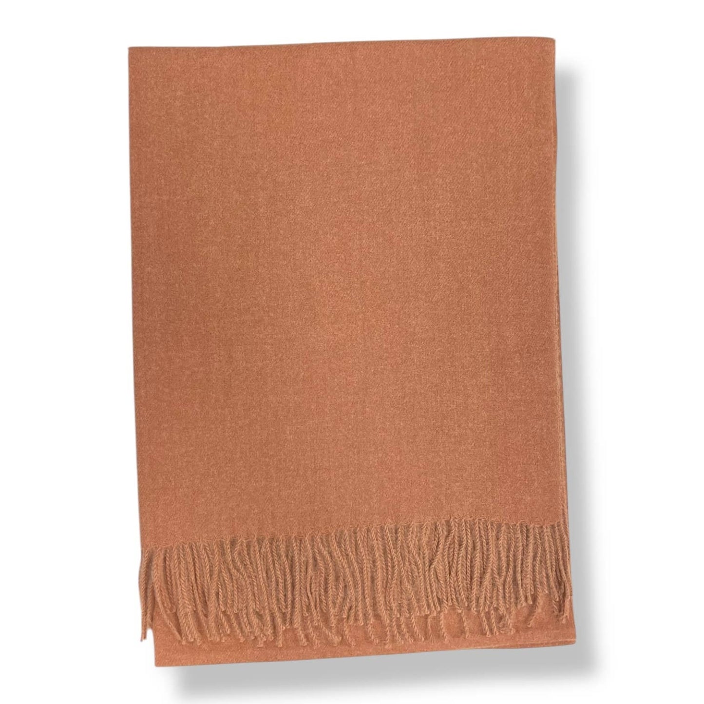 Cashmere plain scarf finished with tassels on each end : Mustard