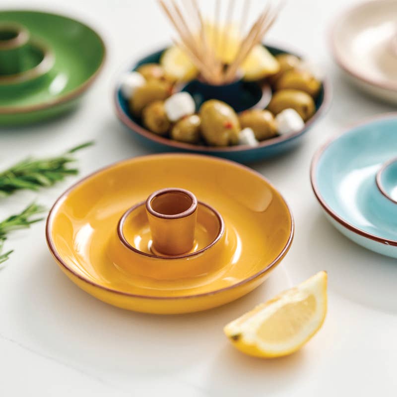 Sintra Glazed Terracotta Olive Dish - Ochre