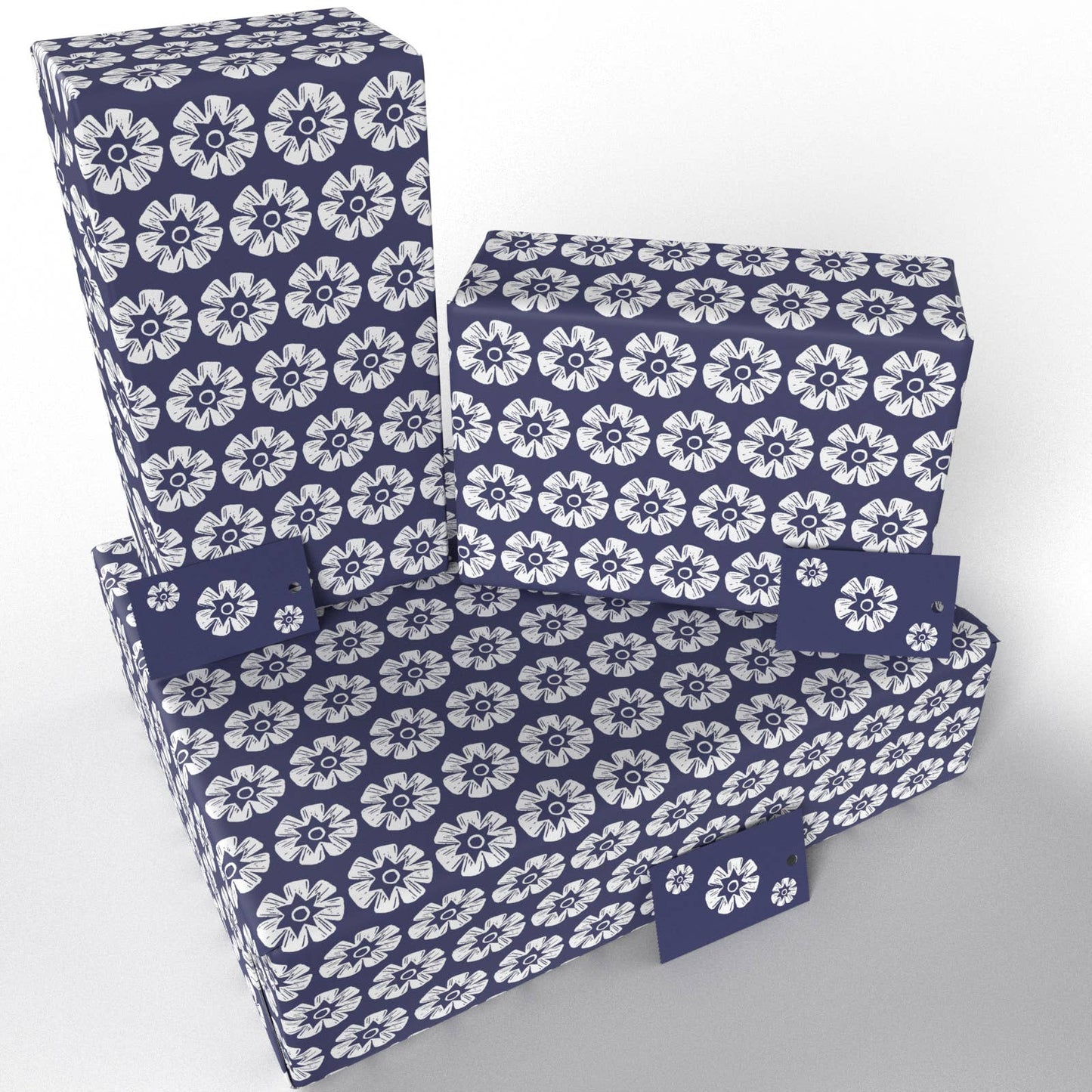 Woodblock Flowers Wrapping Paper • ECO Friendly • UK Made
