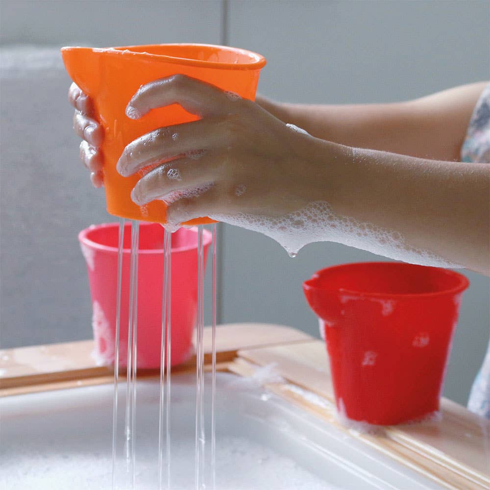 Scrunch Mini Bath Buckets: Flamingo Pink/Strawberry Red/Pumpkin