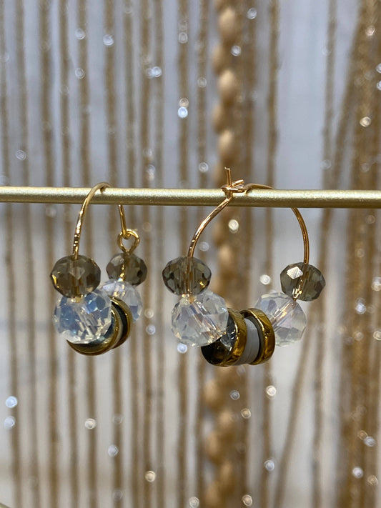 Gist opal crystals and hematite hoop earrings