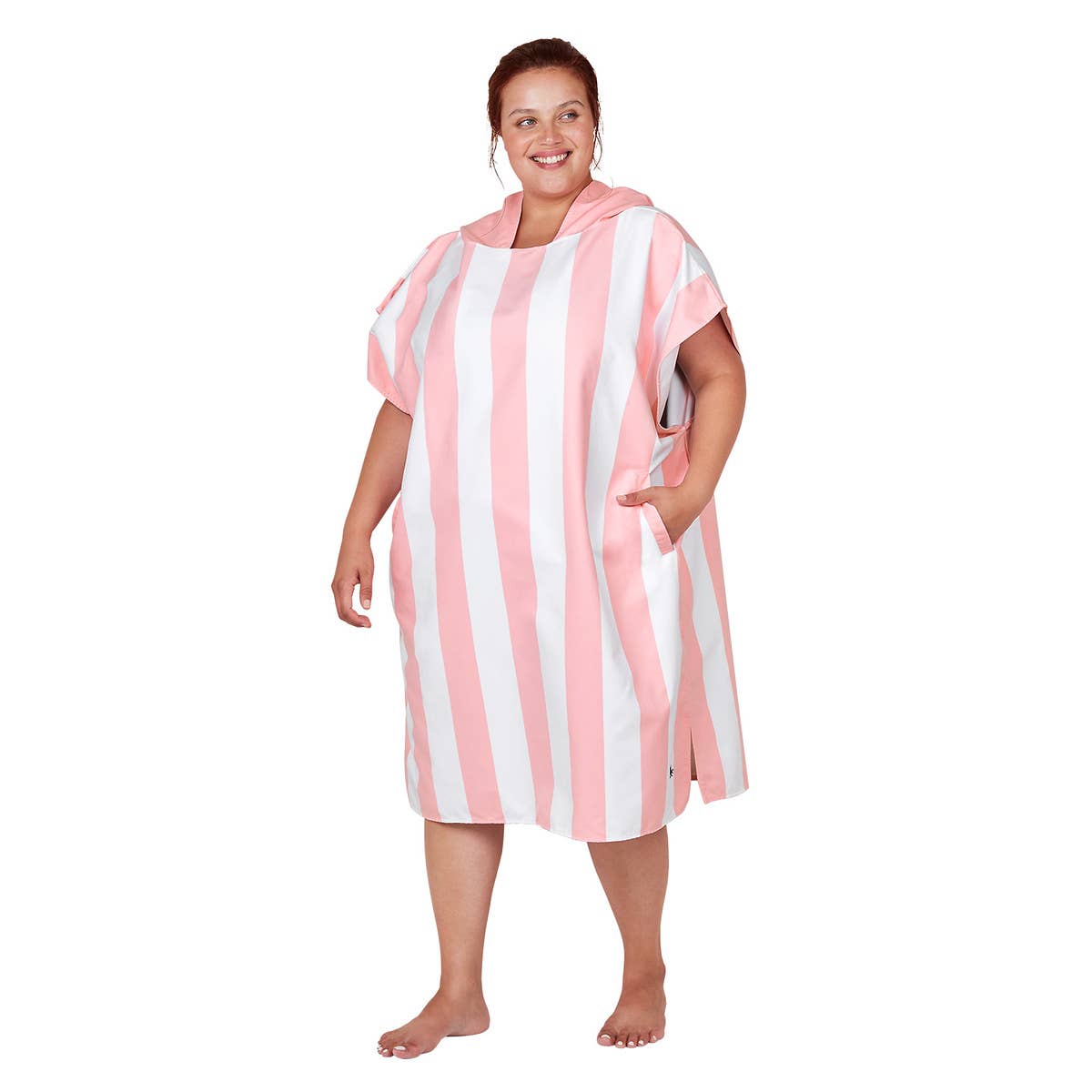 Dock & Bay Adult Poncho - Hooded Towel - Malibu Pink: Large (41x31")
