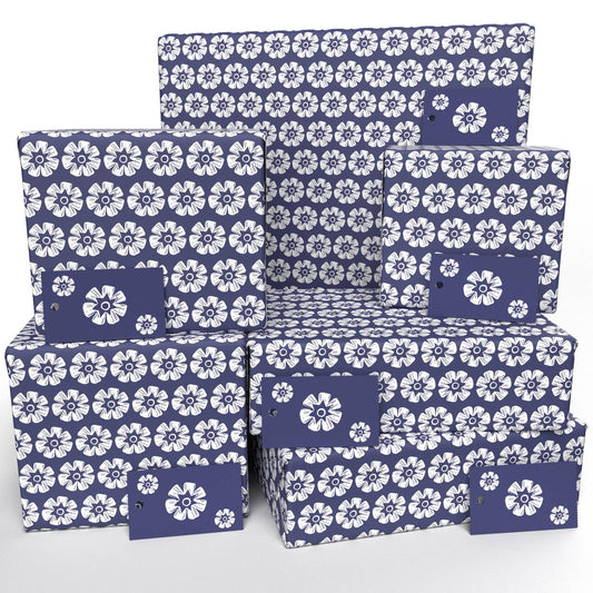 Woodblock Flowers Wrapping Paper • ECO Friendly • UK Made
