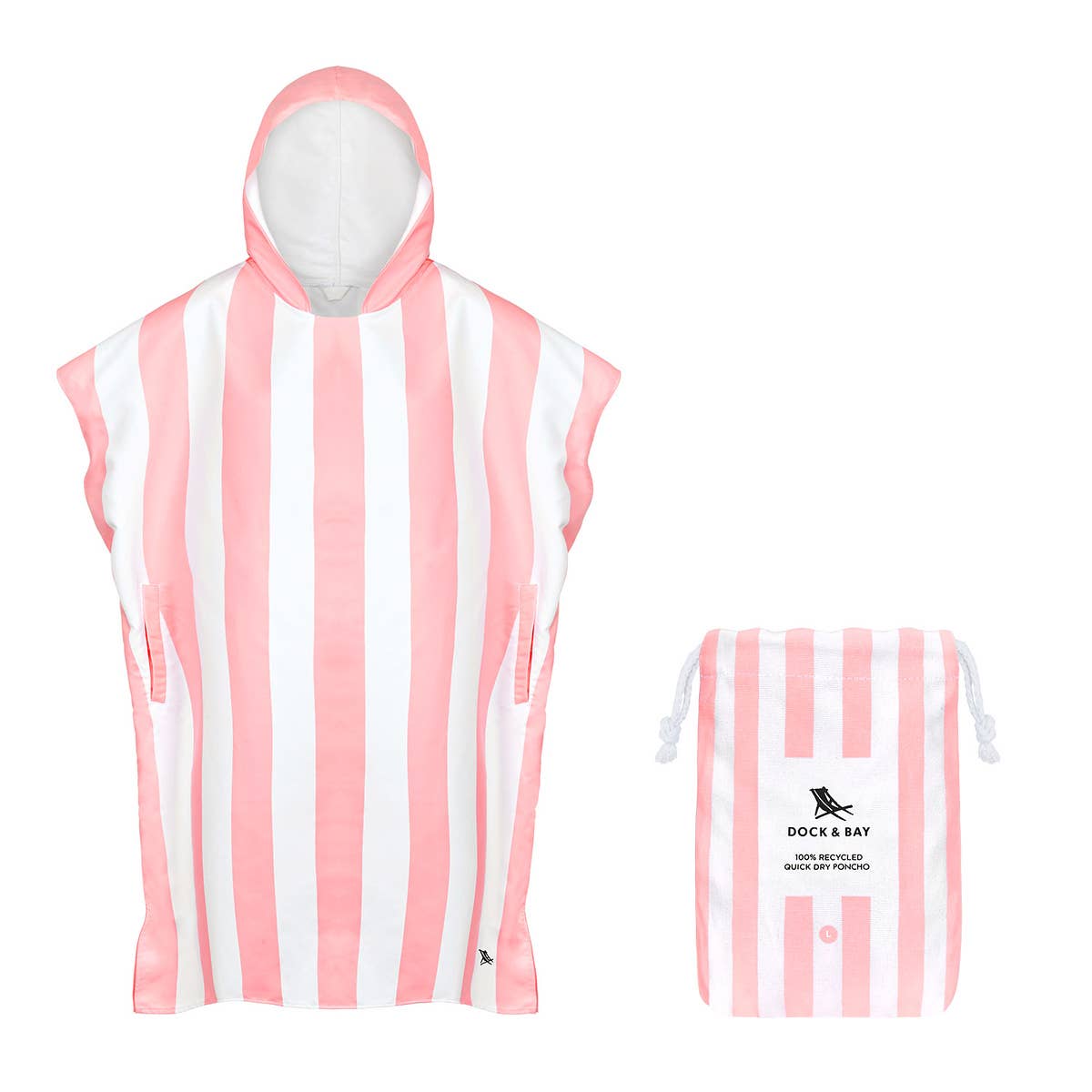 Dock & Bay Adult Poncho - Hooded Towel - Malibu Pink: Large (41x31")