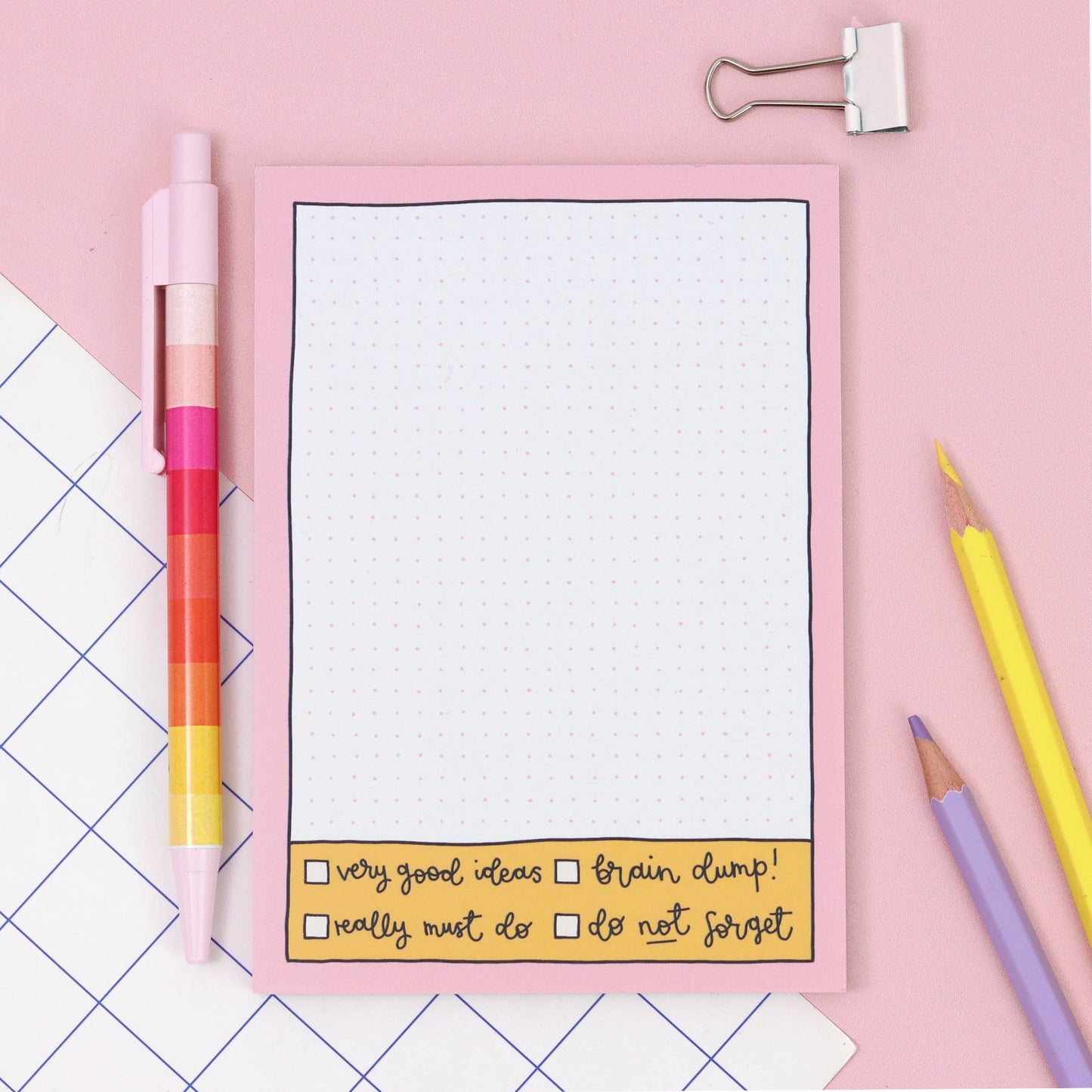 A6 notepad - pink grid