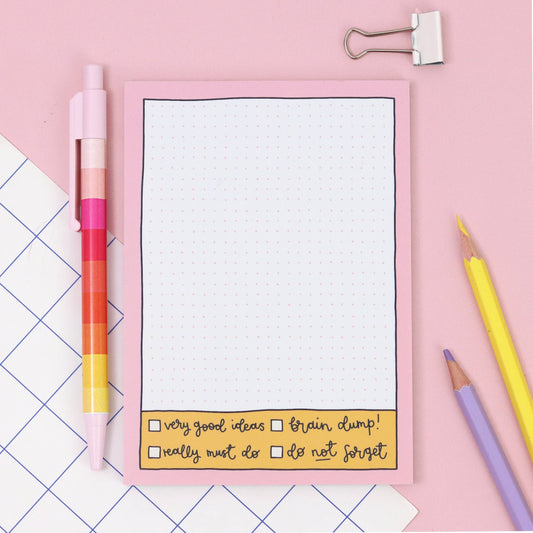 A6 notepad - pink grid