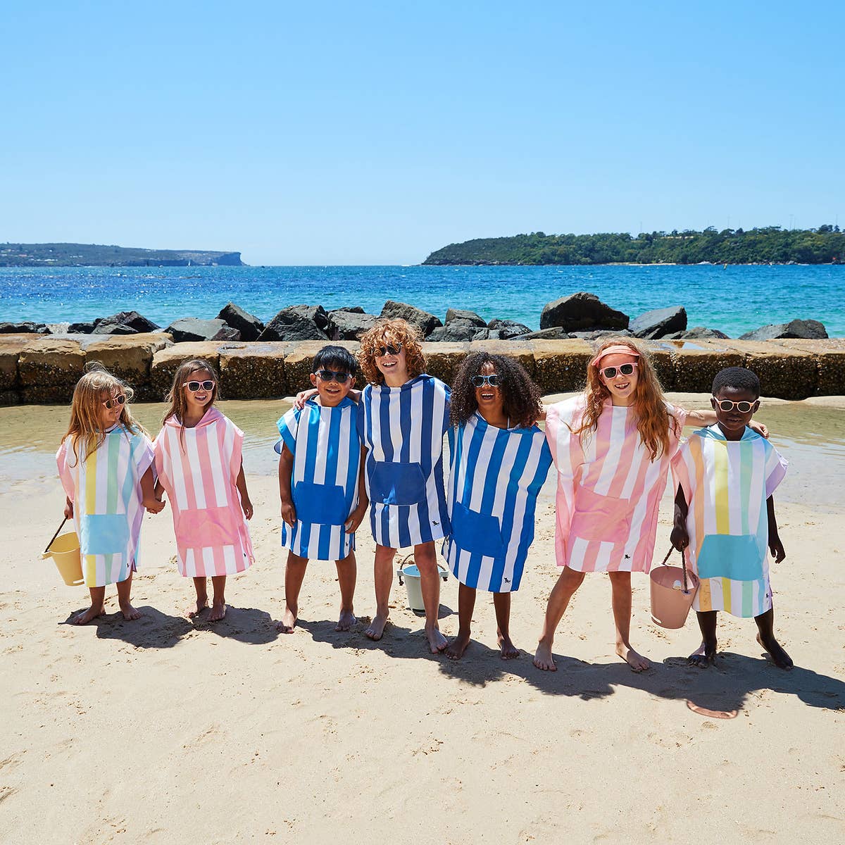 Dock & Bay Kids Poncho - Cabana - Whitsunday Blue: Age 7 to 10