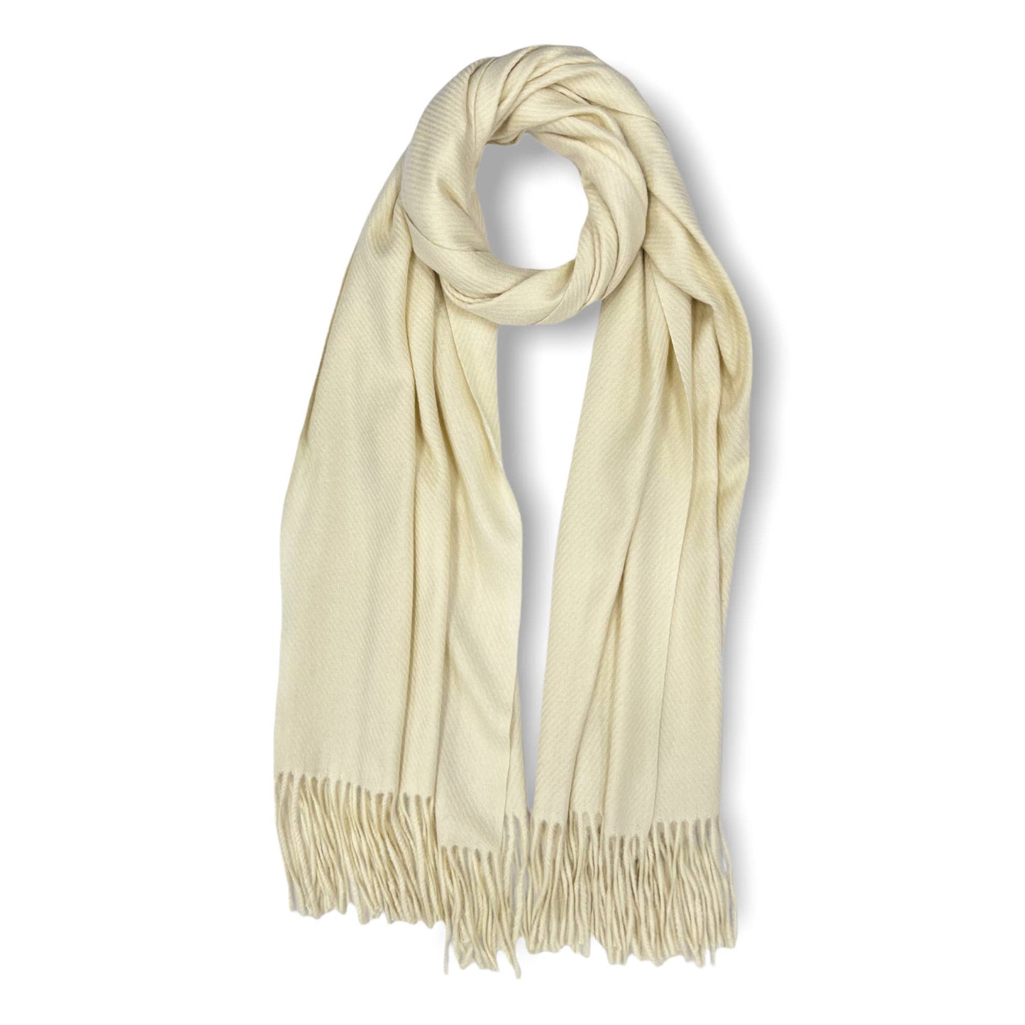 Plain cashmere mix ribbed winter scarf with tassel: Navy