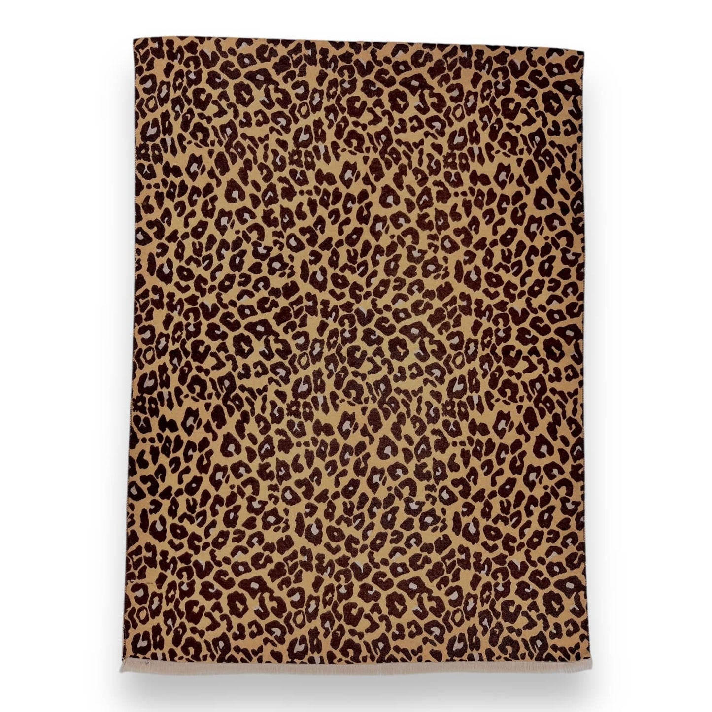 Leopard print winter scarf with fringe finish: Classic Brown
