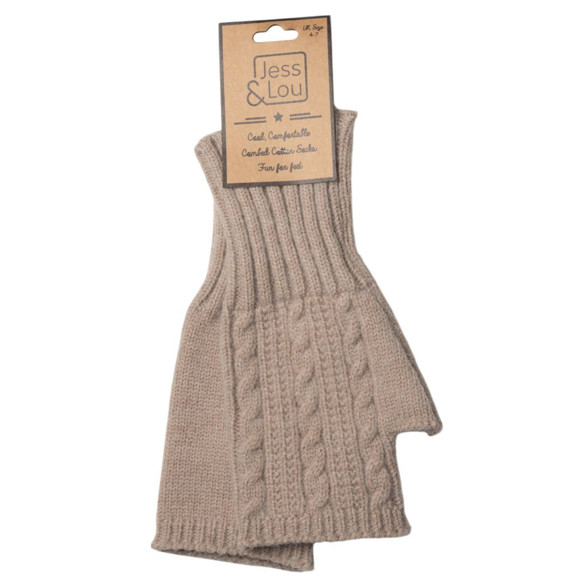 Oatmeal Cosy Cable Knit Fingerless Gloves GL1311