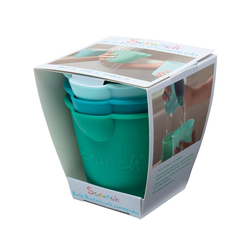 Scrunch Mini Bath Buckets: Flamingo Pink/Strawberry Red/Pumpkin