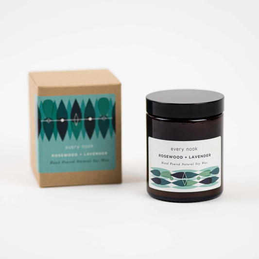 Rosewood + Lavender soy scented candle: Medium