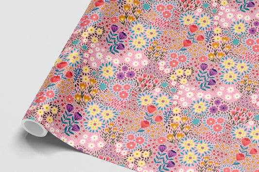 Pale Pink Ditsy Floral Wrapping Paper, Gift Wrap