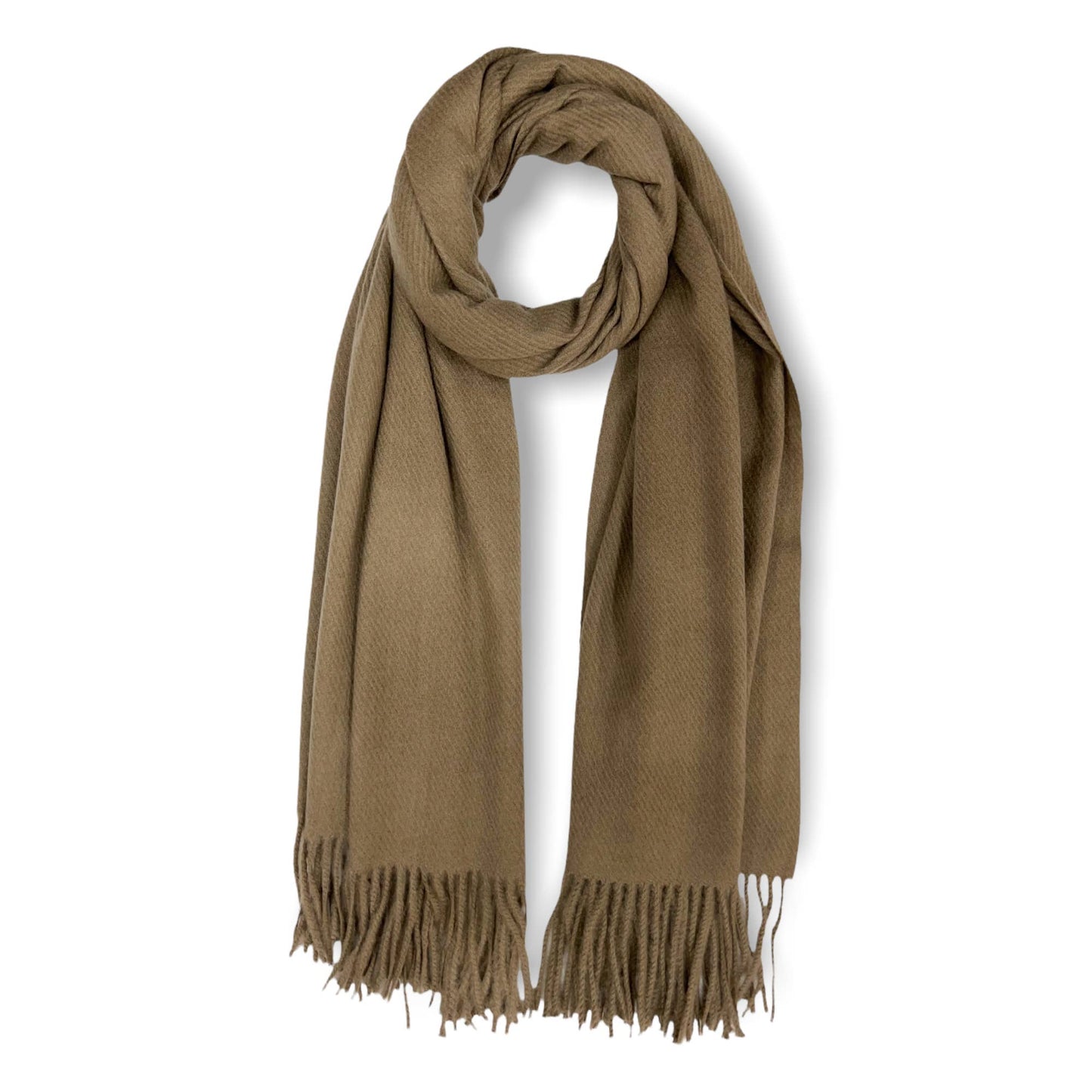 Plain cashmere mix ribbed winter scarf with tassel: Navy