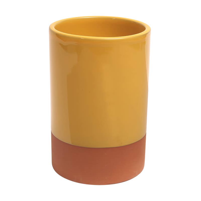 Sintra Glazed Terracotta Wine Cooler - Ochre: Yellow