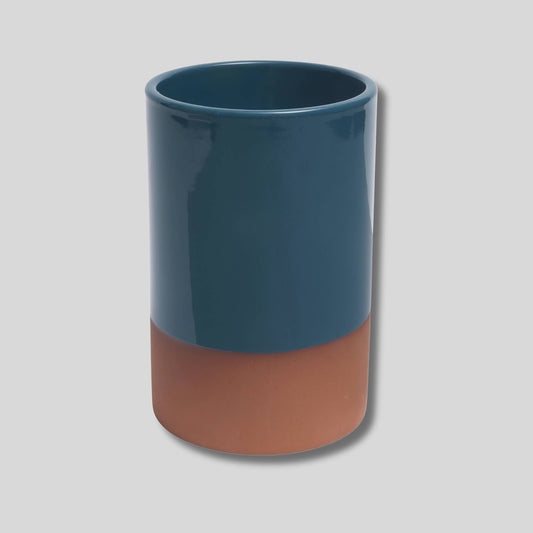Sintra Glazed Terracotta Wine Cooler - Ink Blue: Blue