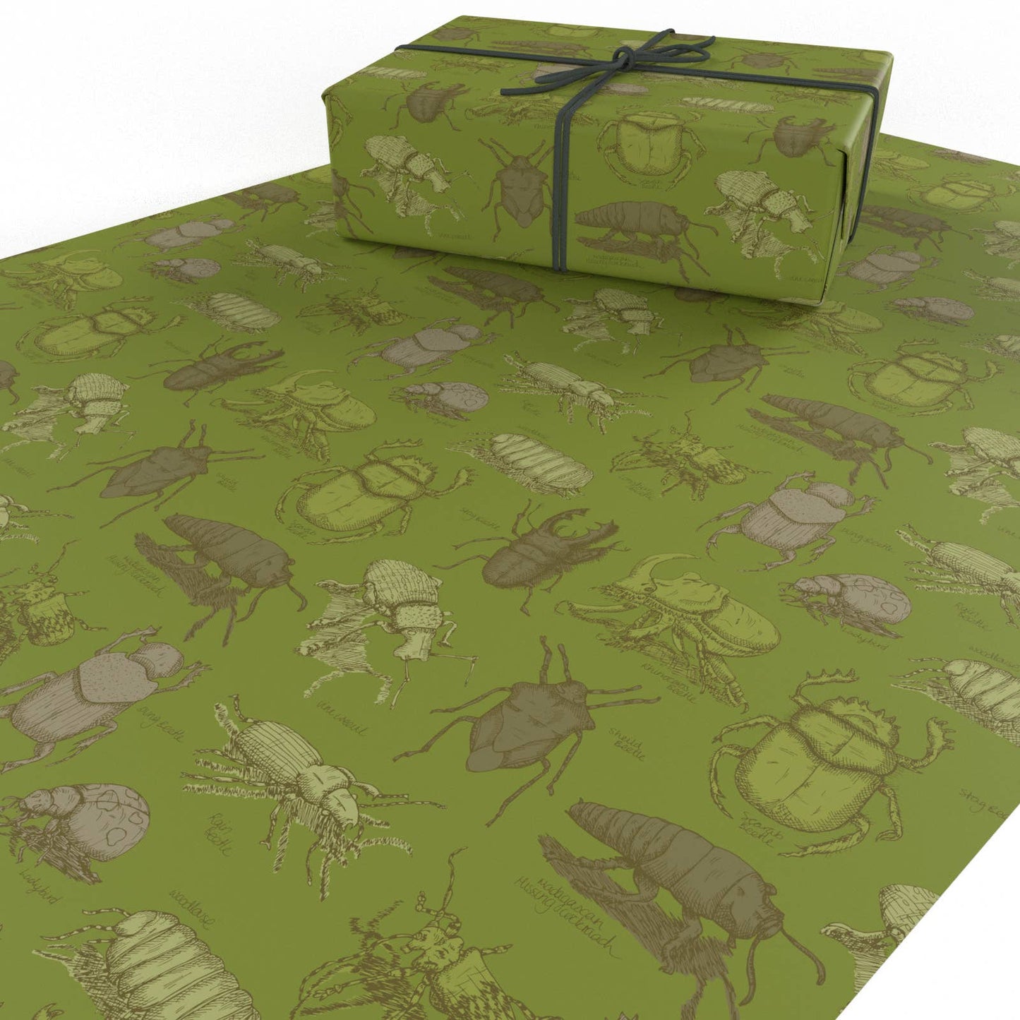 Green Beetles Wrapping Paper • ECO Friendly • UK Made