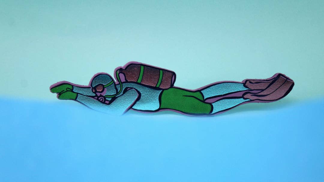 Scuba Diver Bookmark: Turquoise