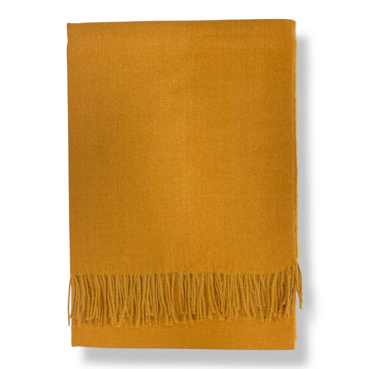Cashmere plain scarf finished with tassels on each end : Mustard