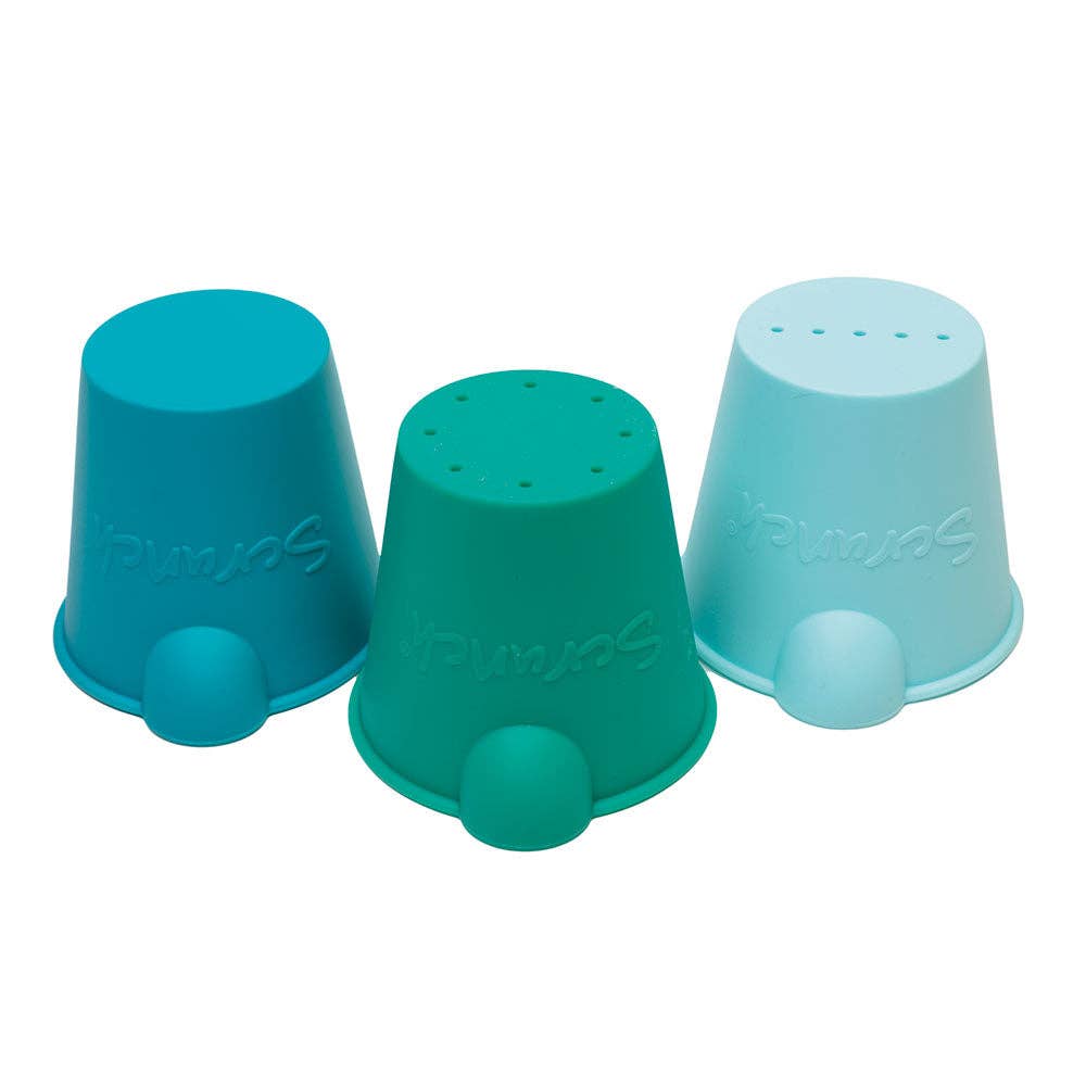 Scrunch Mini Bath Buckets: Flamingo Pink/Strawberry Red/Pumpkin