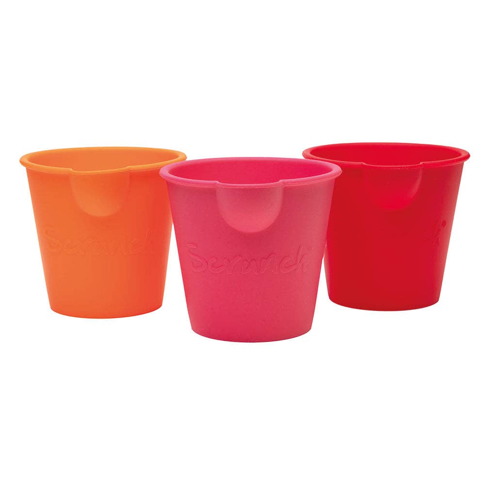 Scrunch Mini Bath Buckets: Flamingo Pink/Strawberry Red/Pumpkin