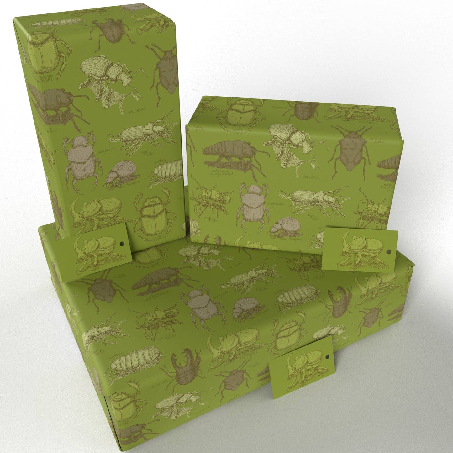 Green Beetles Wrapping Paper • ECO Friendly • UK Made