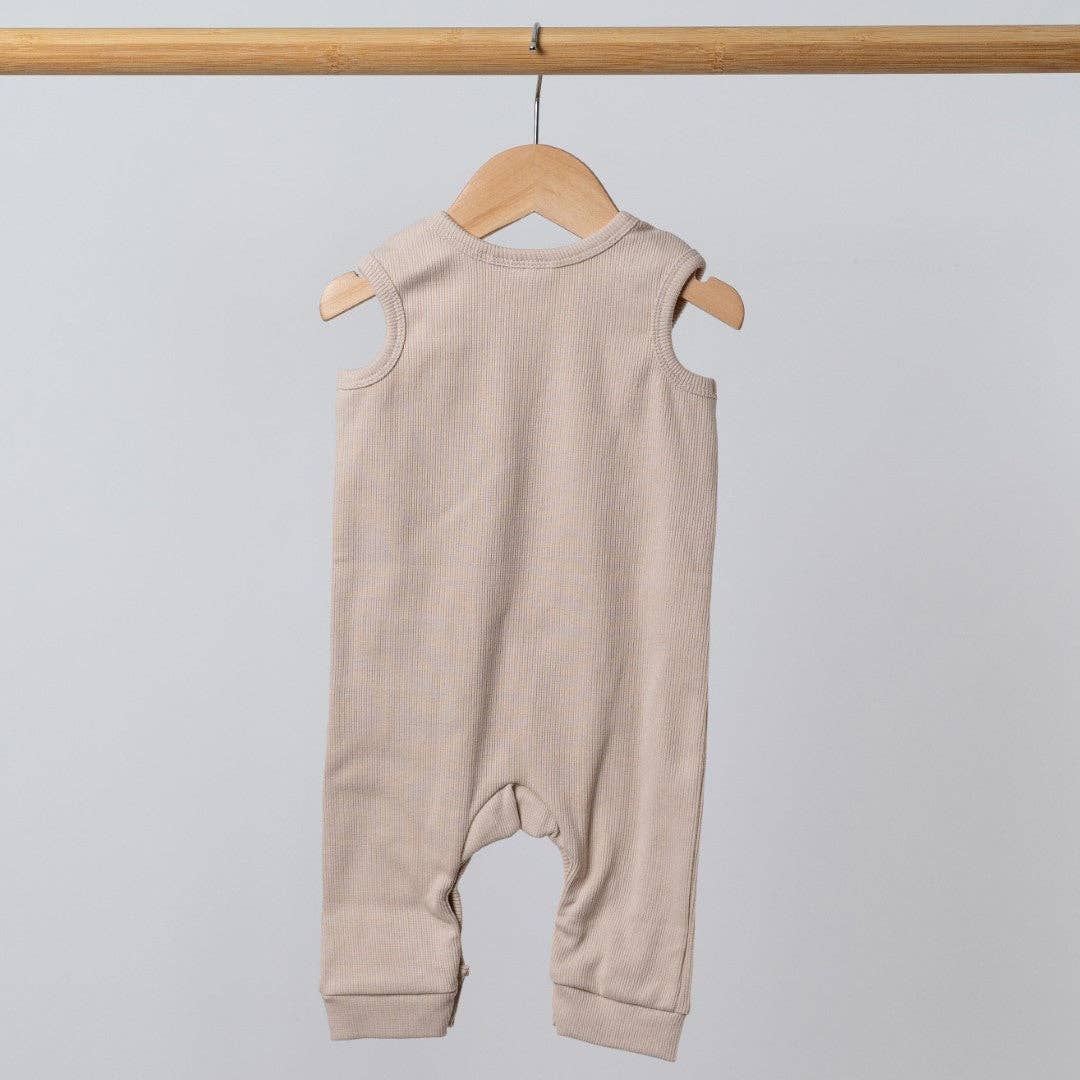 Sleeveless Romper: Oat / 12-18m