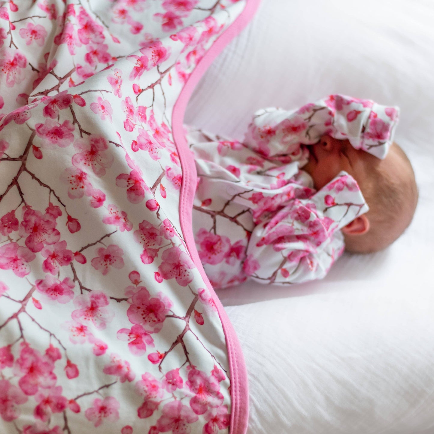 Unisex Baby Cotton Sleepsuit (Onesie) – Cherry Blossom Print: 0-3 M