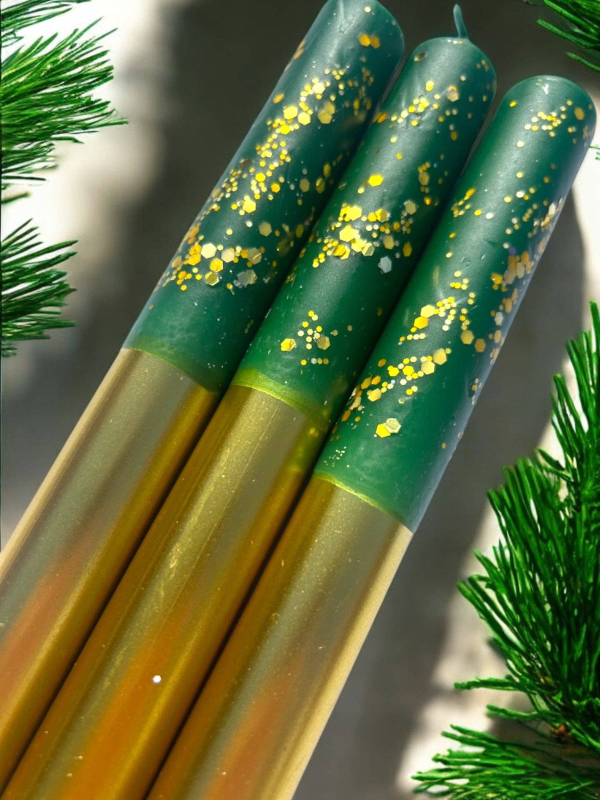 CHRISTMAS TREE FARM Dip Dye Dinner Candle Trio