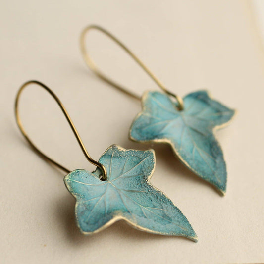 Blue Ivy Leaf Earrings: Long / Gloss