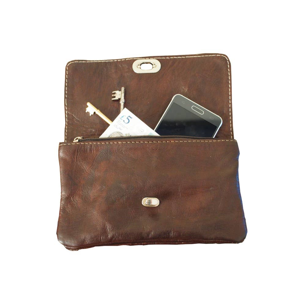 Berber Ladies Soft Leather Shoulder Bag: Dark Brown