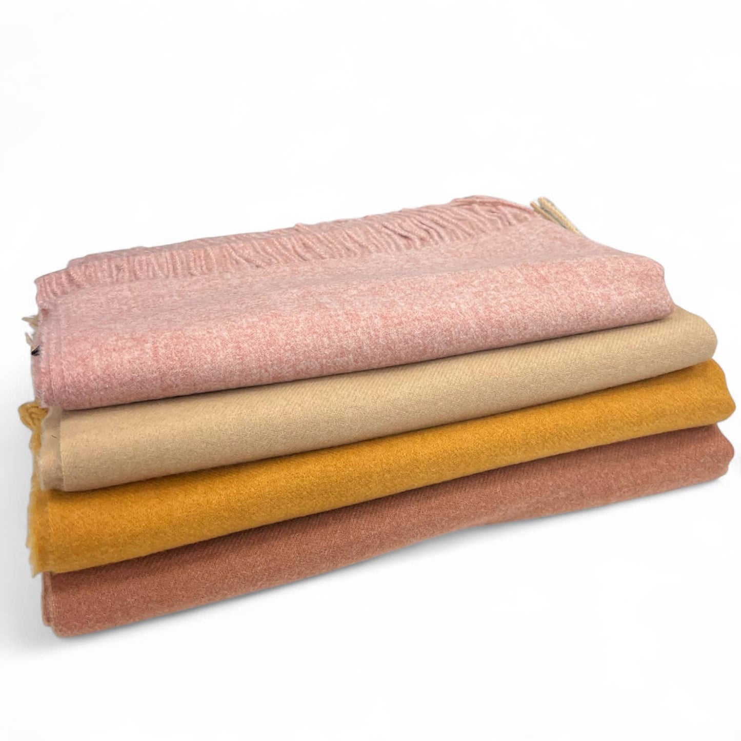 Cashmere plain scarf finished with tassels on each end : Mustard
