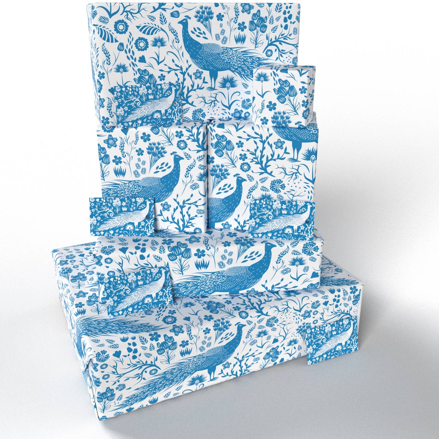 Blue Peacocks Wrapping Paper • ECO Friendly • UK Made