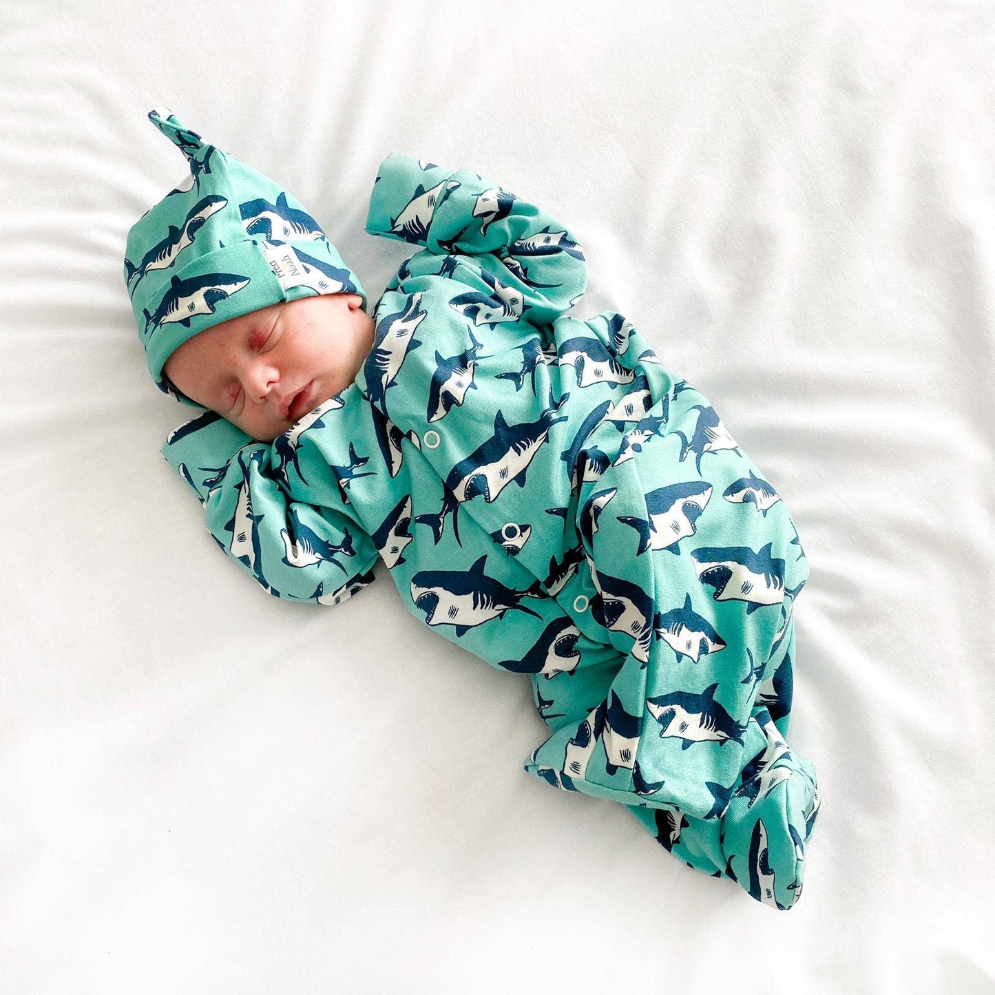 Shark print cotton sleepsuit: 3-6 M