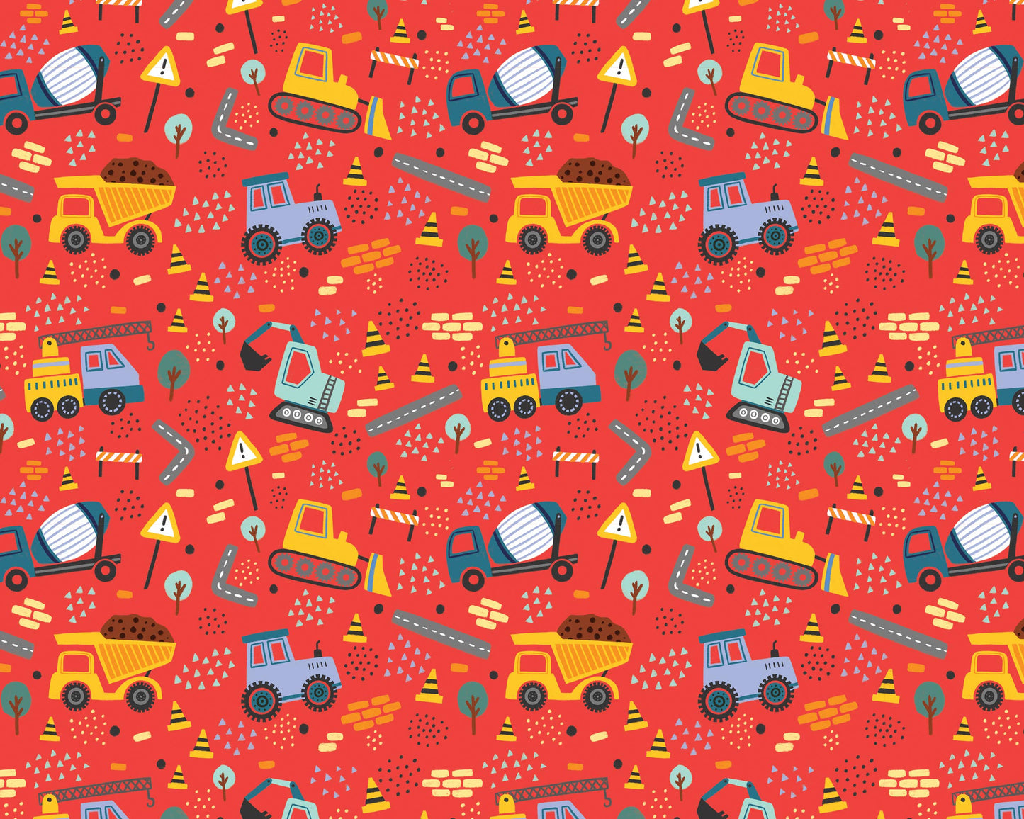 Boys Diggers, Construction, Vehicles, Gift Wrap, For Kids