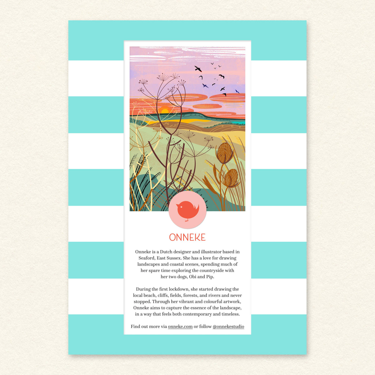 Into the Sea We Go | A4 Coastal Art Print | Wild Swimming